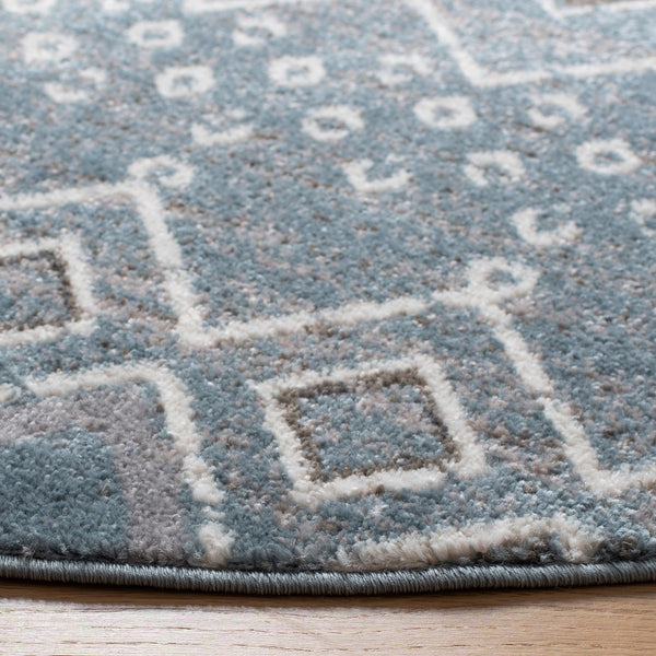 Amsterdam 108 Bohemian Power Loomed 100% Polypropylene Pile Rug Blue / Ivory