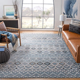 Amsterdam 108 Bohemian Power Loomed 100% Polypropylene Pile Rug Blue / Ivory