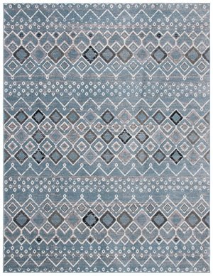 Amsterdam 108 Bohemian Power Loomed 100% Polypropylene Pile Rug Blue / Ivory