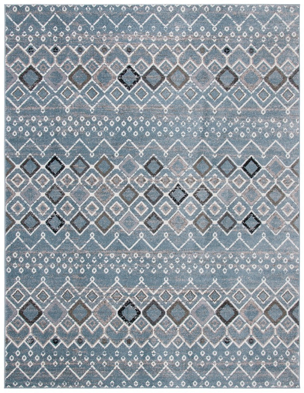 Amsterdam 108 Bohemian Power Loomed 100% Polypropylene Pile Rug Blue / Ivory