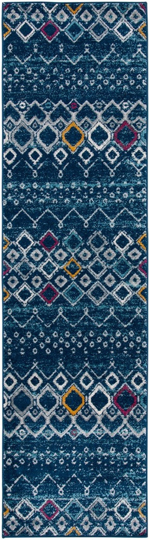Amsterdam 108 Bohemian Power Loomed 100% Polypropylene Pile Rug Navy / Turquoise