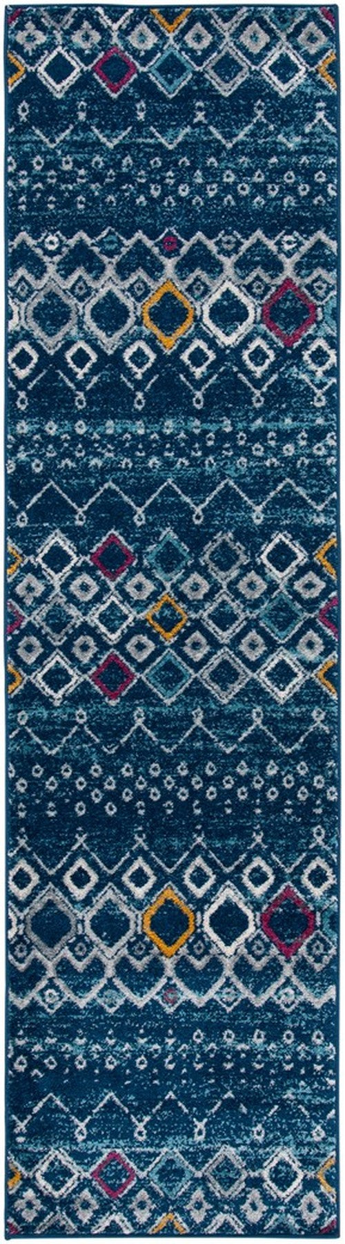 Amsterdam 108 Bohemian Power Loomed 100% Polypropylene Pile Rug Navy / Turquoise