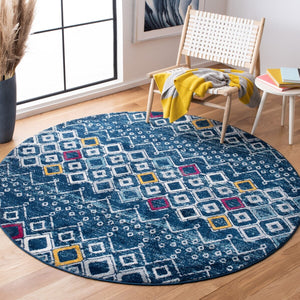 Amsterdam 108 Bohemian Power Loomed 100% Polypropylene Pile Rug Navy / Turquoise