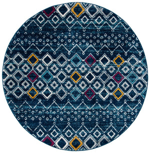 Amsterdam 108 Bohemian Power Loomed 100% Polypropylene Pile Rug Navy / Turquoise