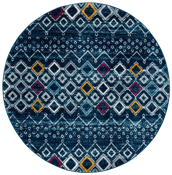 Amsterdam 108 Bohemian Power Loomed 100% Polypropylene Pile Rug Navy / Turquoise