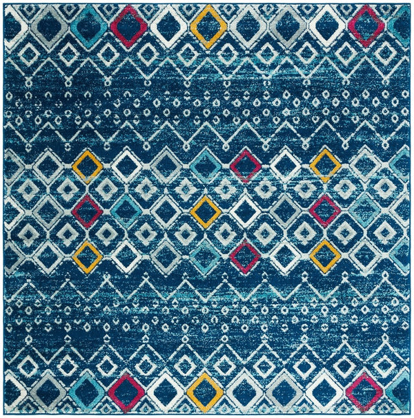 Amsterdam 108 Bohemian Power Loomed 100% Polypropylene Pile Rug Navy / Turquoise