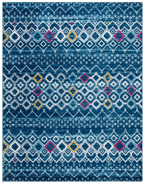Amsterdam 108 Bohemian Power Loomed 100% Polypropylene Pile Rug Navy / Turquoise