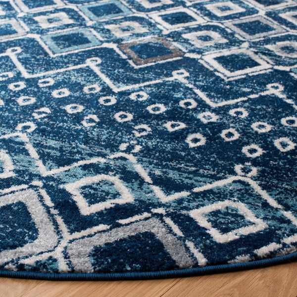 Amsterdam 108 Bohemian Power Loomed 100% Polypropylene Pile Rug Navy / Beige