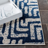 Amherst 443  Power Loomed 67% Polypropylene 18% Fibrillated Polypropylene 8% Latex 7% Poly-Cotton(Warp) Rug Blue / Creme