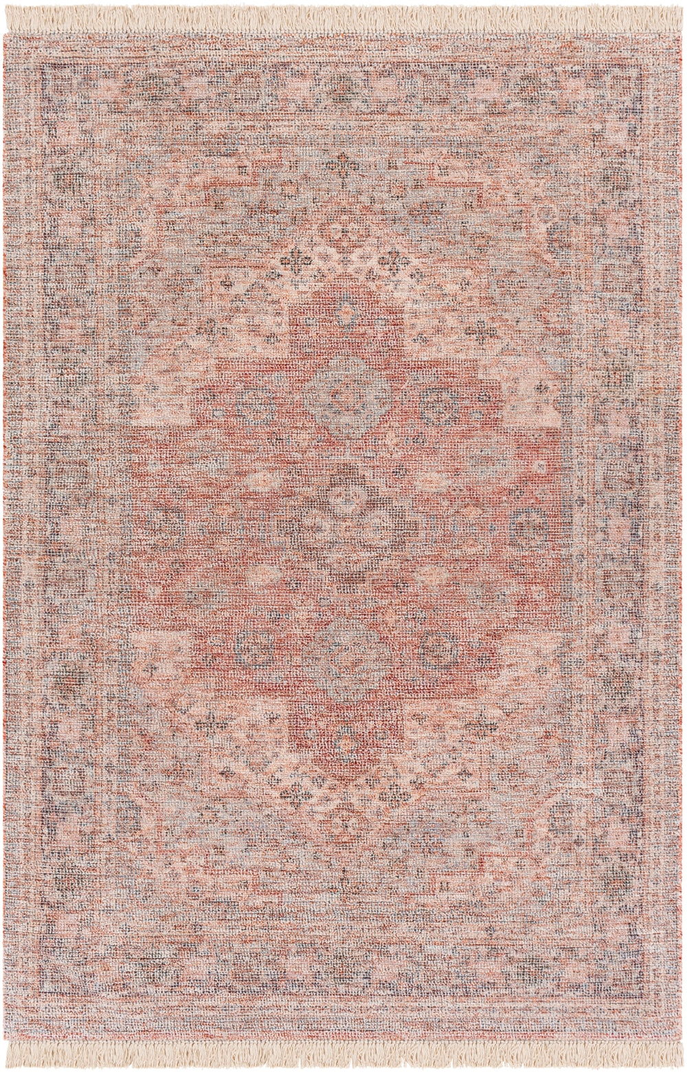 Amasya AMY-2300 Traditional Cotton, Polyester, Viscose, Wool Rug AMY2300-8612 Peach, Beige, Dark Green, Bright Red, Camel, Ice Blue, Dark Brown, Sage 50% Cotton, 20% Polyester, 15% Viscose, 15% Wool 8'6" x 12'