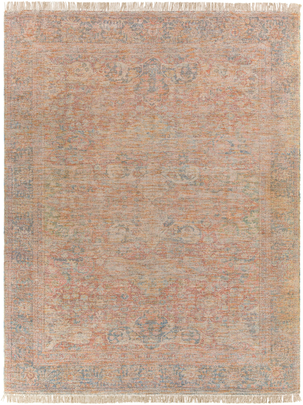Amasya AMY-2304 Traditional Cotton, Polyester, Viscose, Wool Rug AMY2304-8612 Burnt Orange, Dark Blue, Dark Red, Aqua, Grass Green, Peach, Pale Blue, Coral, Beige, Lime, Ivory, Dark Brown 50% Cotton, 20% Polyester, 15% Viscose, 15% Wool 8'6" x 12'