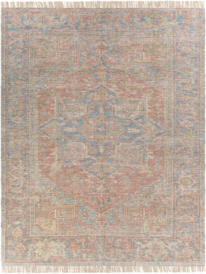 Amasya AMY-2306 Traditional Cotton, Polyester, Viscose, Wool Rug AMY2306-8612 Burnt Orange, Dark Red, Dark Blue, Aqua, Coral, Peach, Pale Blue, Ivory, Dark Brown, Lime, Grass Green 50% Cotton, 20% Polyester, 15% Viscose, 15% Wool 8'6" x 12'