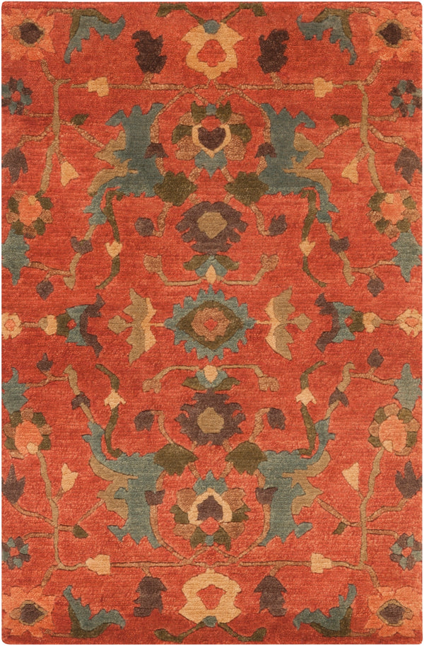 Anastacia ANA-8411 Traditional NZ Wool Rug ANA8411-913 Rust, Aqua, Wheat, Dark Green, Grass Green, Dark Brown, Coral 100% NZ Wool 9' x 13'