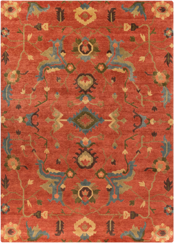 Anastacia ANA-8411 Traditional NZ Wool Rug ANA8411-811 Rust, Aqua, Wheat, Dark Green, Grass Green, Dark Brown, Coral 100% NZ Wool 8' x 11'