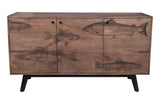 Porter Designs Fish Solid Wood Transitional Sideboard Gray 07-215-06-55469