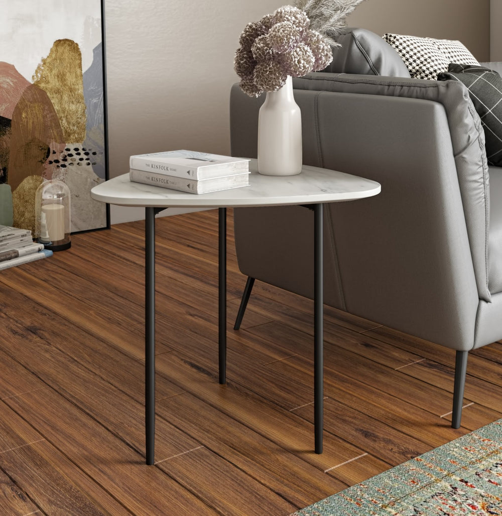 VIG Furniture Modrest Andros - White Marble + Black Metal End Table VGGMM-ET-1582-WHT-ET