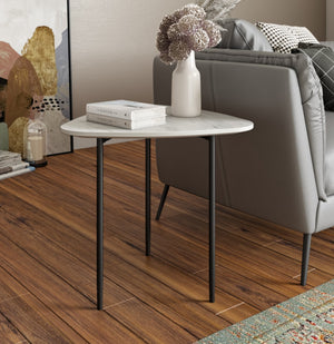 VIG Furniture Modrest Andros - White Marble + Black Metal End Table VGGMM-ET-1582-WHT-ET