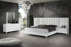VIG Furniture Nova Domus Angela - Queen Italian Modern White Eco Leather Bed w/ Nightstands and Wings VGACANGELA-SET-WINGS-Q