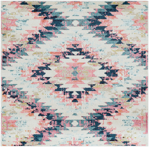 Anika ANI-1027 Rustic Polypropylene Rug ANI1027-67SQ White, Beige, Camel, Aqua, Teal, Dark Blue, Bright Pink, Lime, Black, Charcoal 100% Polypropylene 6'7" Square