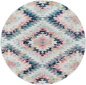 Anika ANI-1027 Rustic Polypropylene Rug ANI1027-710RD White, Beige, Camel, Aqua, Teal, Dark Blue, Bright Pink, Lime, Black, Charcoal 100% Polypropylene 7'10" Round