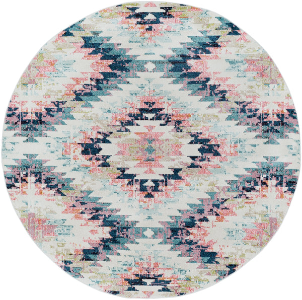 Anika ANI-1027 Rustic Polypropylene Rug ANI1027-710RD White, Beige, Camel, Aqua, Teal, Dark Blue, Bright Pink, Lime, Black, Charcoal 100% Polypropylene 7'10" Round