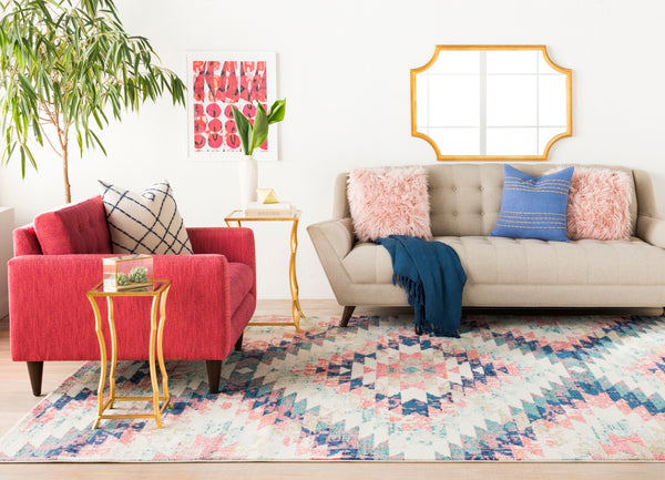 Anika ANI-1027 Rustic Polypropylene Rug ANI1027-67SQ White, Beige, Camel, Aqua, Teal, Dark Blue, Bright Pink, Lime, Black, Charcoal 100% Polypropylene 6'7" Square