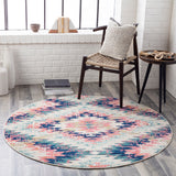 Anika ANI-1027 Rustic Polypropylene Rug ANI1027-710RD White, Beige, Camel, Aqua, Teal, Dark Blue, Bright Pink, Lime, Black, Charcoal 100% Polypropylene 7'10" Round