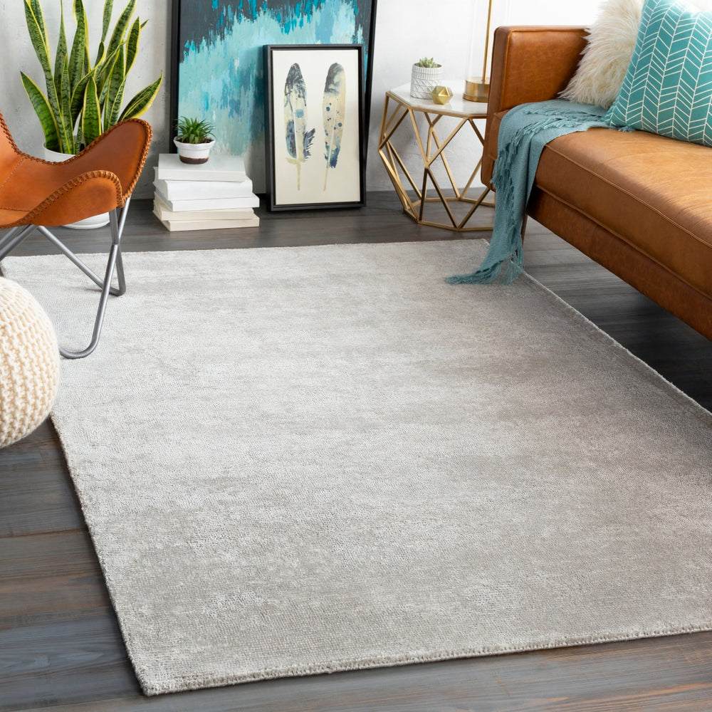 Aspen ANP-2304 Modern Tencel, Nylon Rug ANP2304-912 Medium Gray, White 80% Tencel, 20% Nylon 9' x 12'