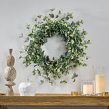 Sedlari 24" Eucalyptus Artificial Silk Wreath, Green Noble House