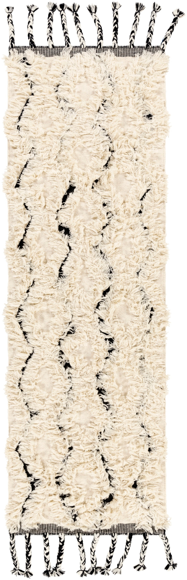 Apache APA-2300 Global Wool Rug APA2300-268 Cream, Black 100% Wool 2'6" x 8'