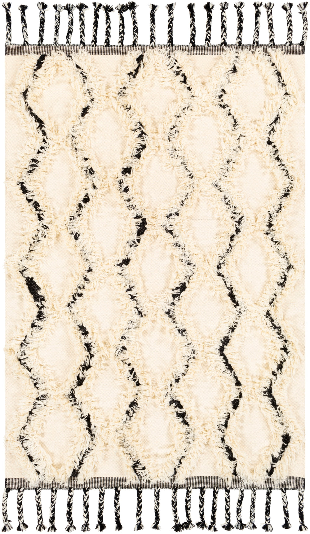 Apache APA-2300 Global Wool Rug APA2300-912 Cream, Black 100% Wool 9' x 12'