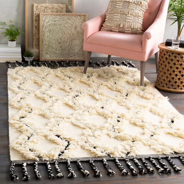 Apache APA-2300 Global Wool Rug APA2300-912 Cream, Black 100% Wool 9' x 12'