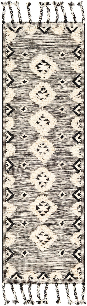 Apache APA-2302 Global Wool Rug APA2302-268 Black, Cream 100% Wool 2'6" x 8'