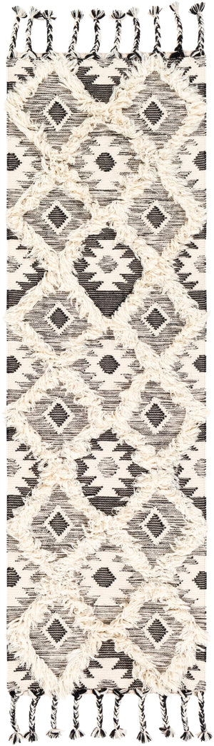 Apache APA-2303 Global Wool Rug APA2303-268 Black, Cream 100% Wool 2'6" x 8'