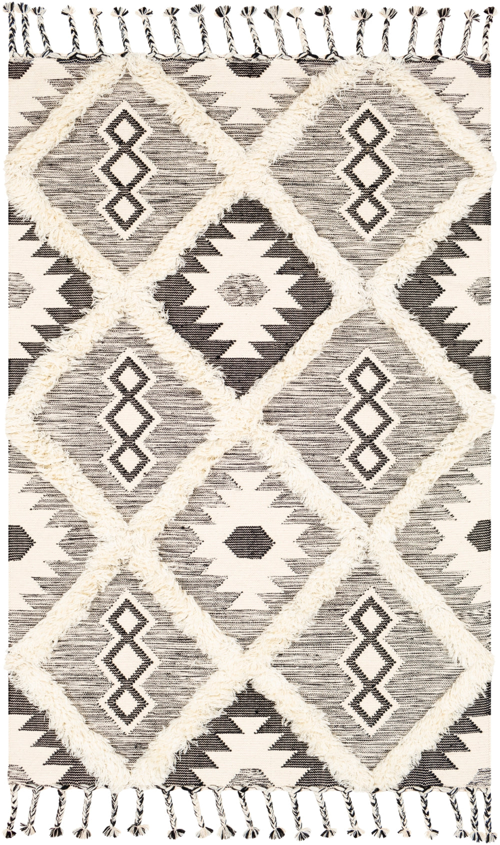 Apache APA-2303 Global Wool Rug APA2303-912 Black, Cream 100% Wool 9' x 12'