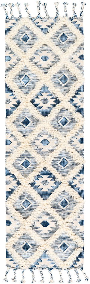 Apache APA-2304 Global Wool Rug APA2304-268 Dark Blue, Cream 100% Wool 2'6" x 8'