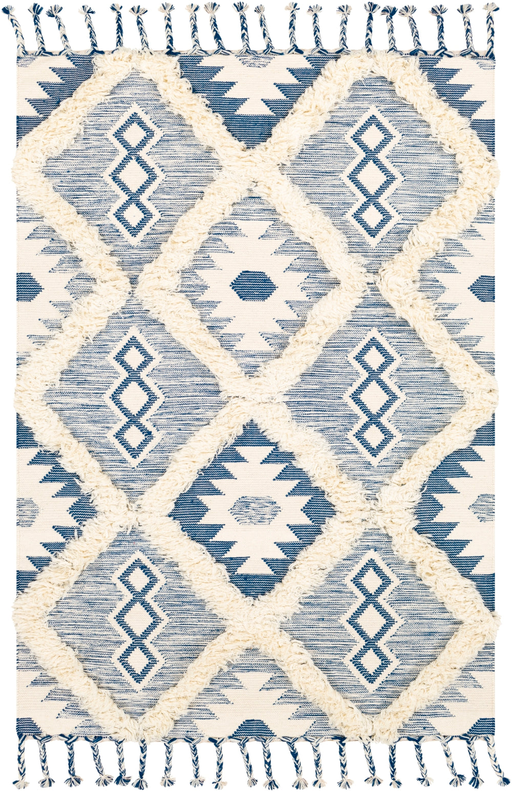 Apache APA-2304 Global Wool Rug APA2304-912 Dark Blue, Cream 100% Wool 9' x 12'