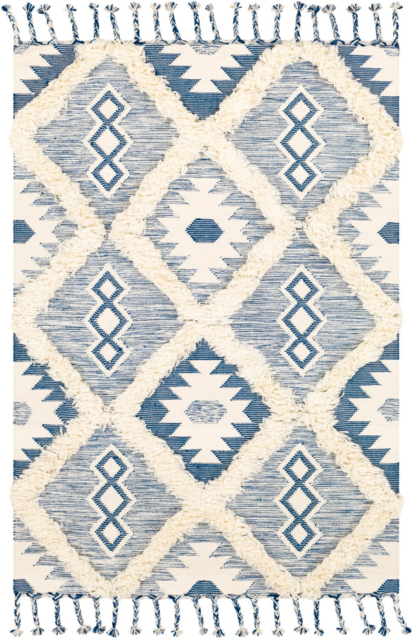 Apache APA-2304 Global Wool Rug APA2304-912 Dark Blue, Cream 100% Wool 9' x 12'