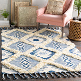 Apache APA-2304 Global Wool Rug APA2304-912 Dark Blue, Cream 100% Wool 9' x 12'