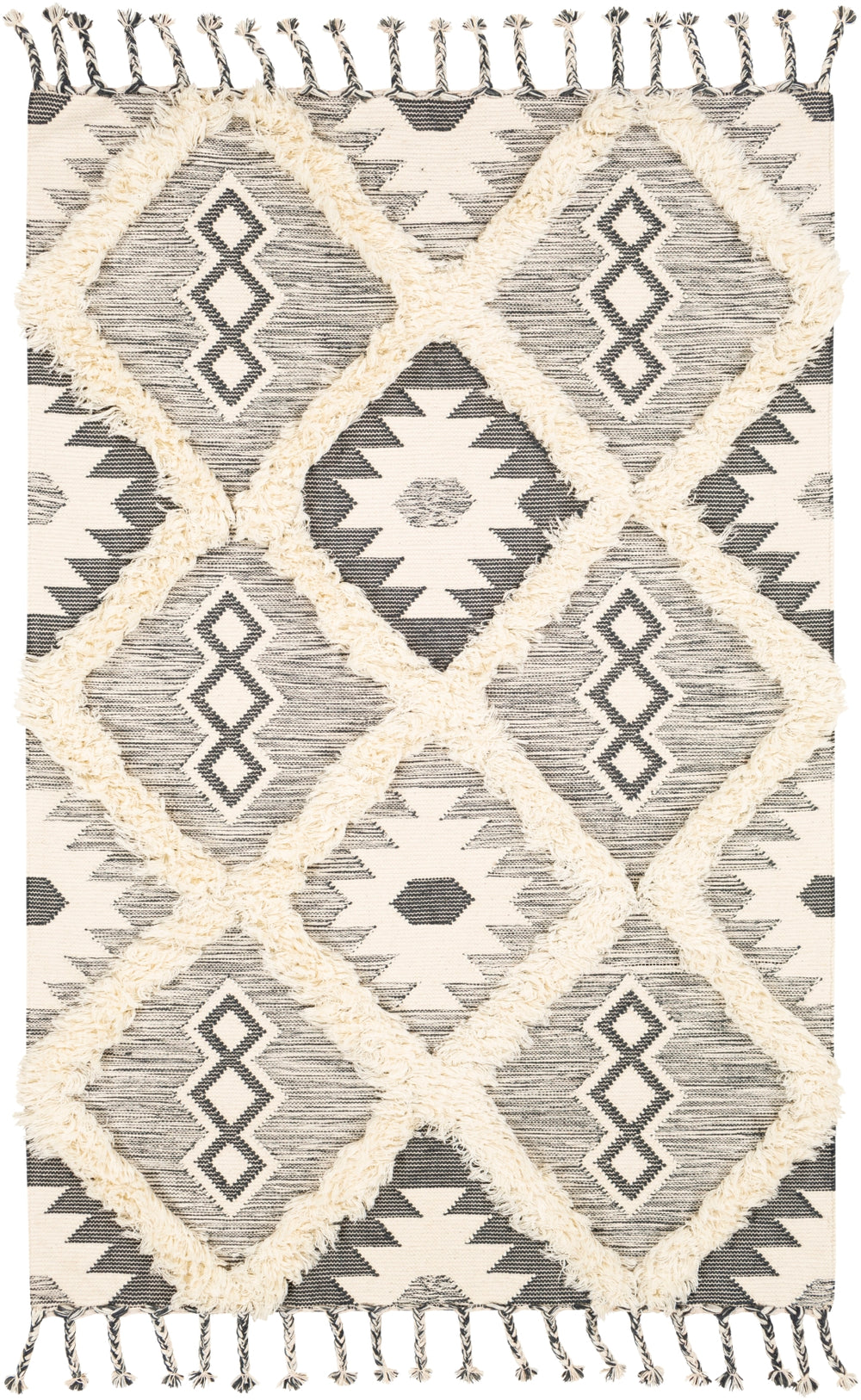Apache APA-2305 Global Wool Rug APA2305-912 Charcoal, Cream 100% Wool 9' x 12'