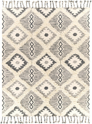 Apache APA-2305 Global Wool Rug APA2305-810 Charcoal, Cream 100% Wool 8' x 10'
