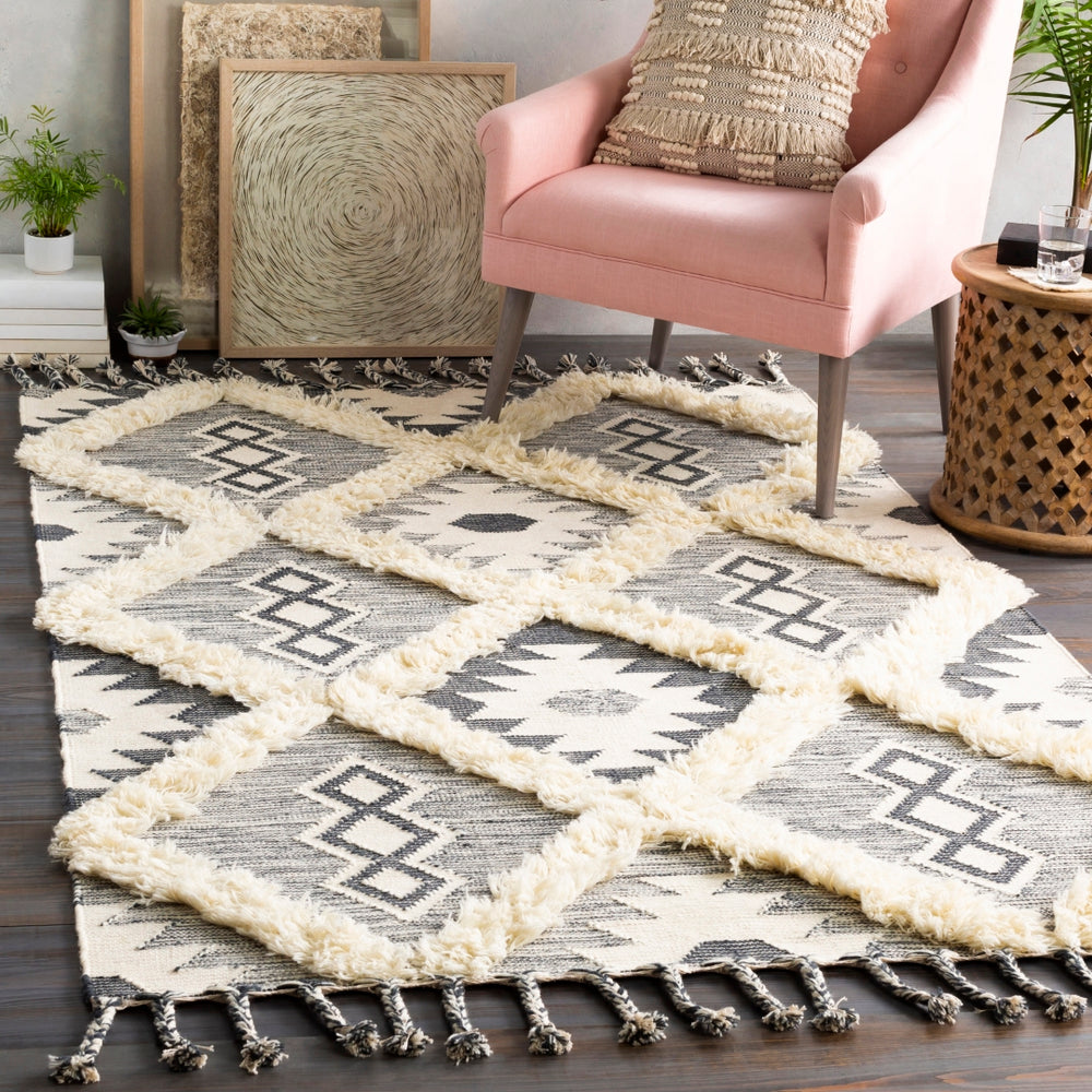 Apache APA-2305 Global Wool Rug APA2305-912 Charcoal, Cream 100% Wool 9' x 12'