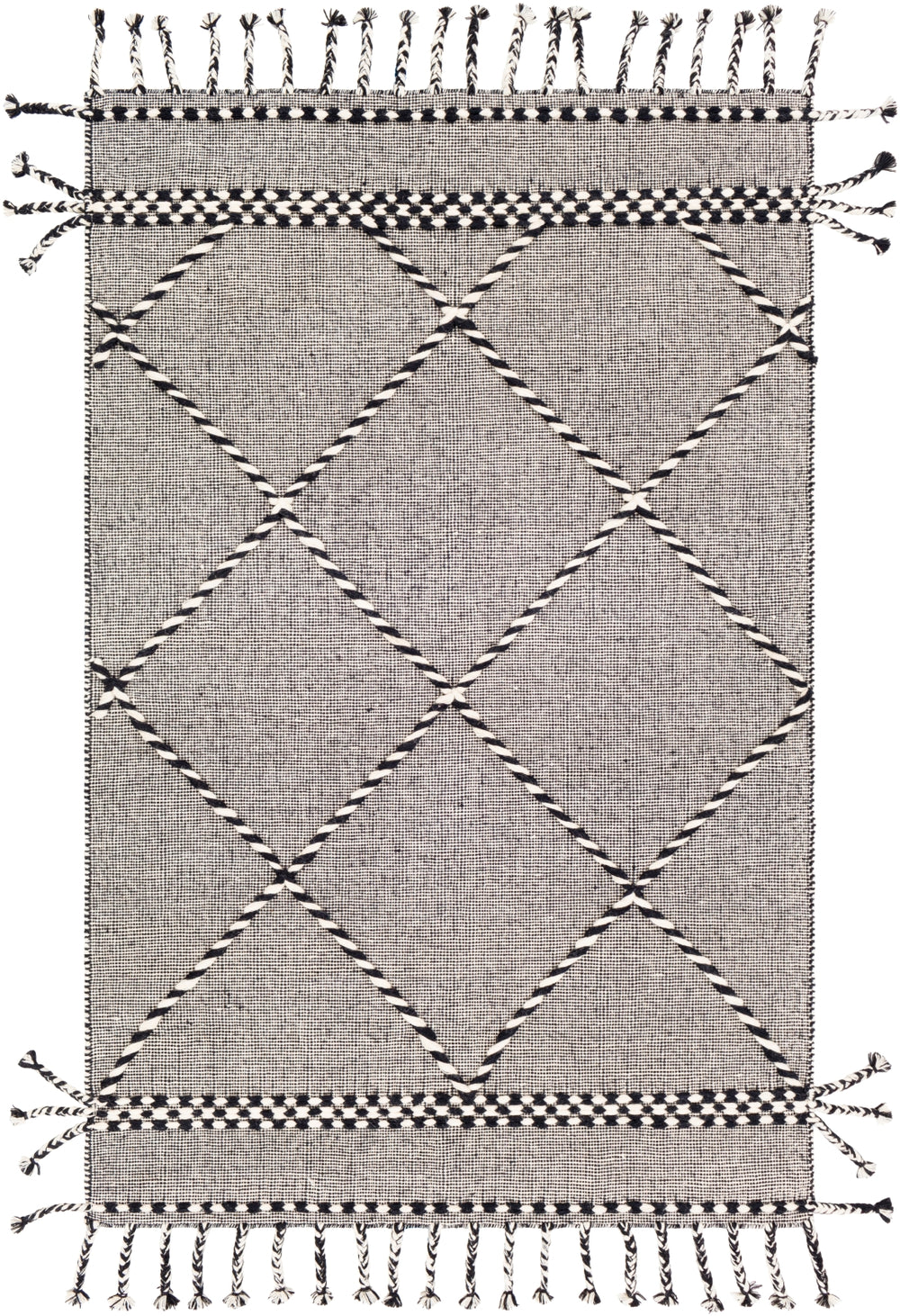 Apache APA-2306 Global Wool Rug APA2306-81012 Black, Cream 100% Wool 8'10" x 12'