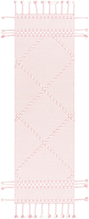 Apache APA-2307 Global Wool Rug APA2307-268 Pale Pink, Cream 100% Wool 2'6" x 8'