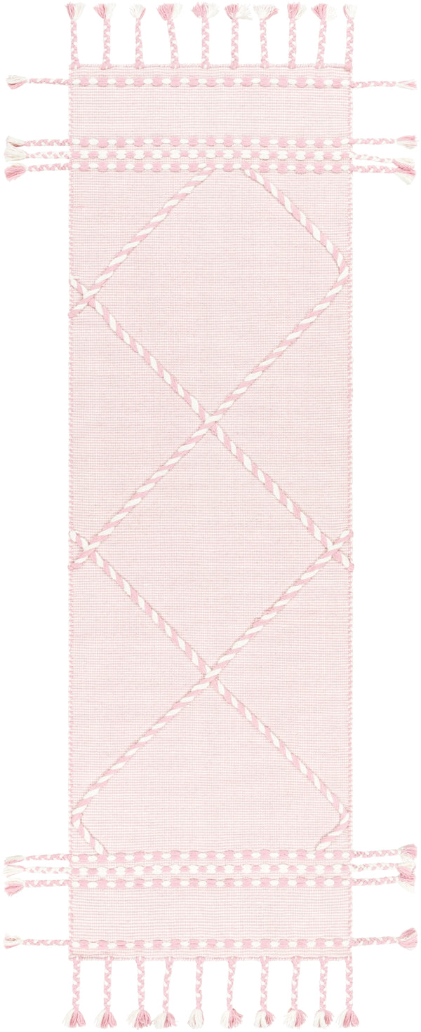 Apache APA-2307 Global Wool Rug APA2307-268 Pale Pink, Cream 100% Wool 2'6" x 8'