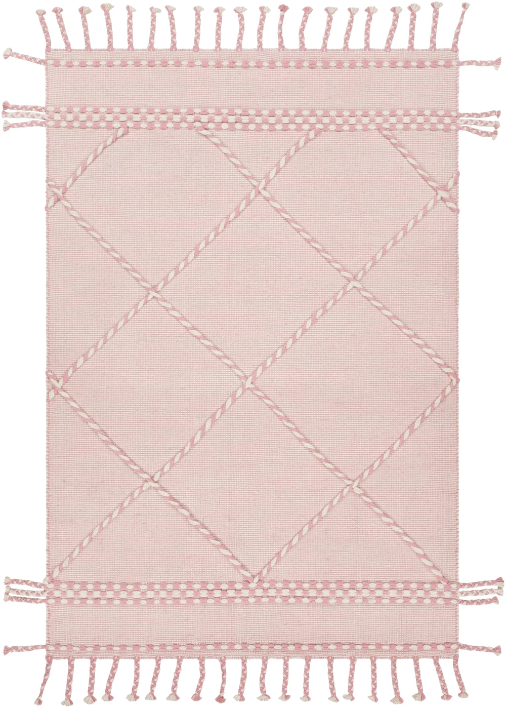 Apache APA-2307 Global Wool Rug APA2307-912 Pale Pink, Cream 100% Wool 9' x 12'