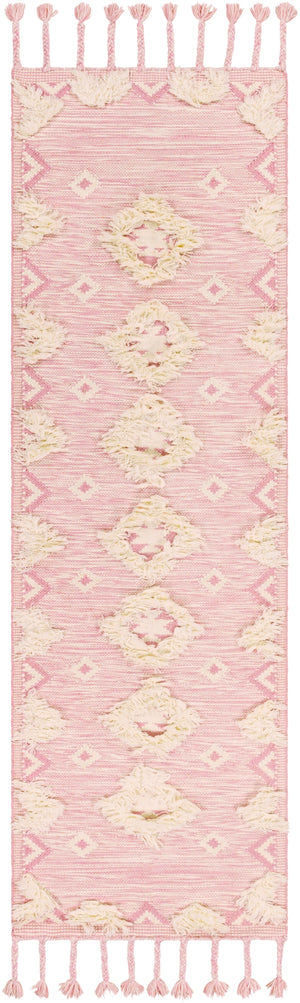 Apache APA-2308 Global Wool Rug APA2308-268 Pale Pink, Cream 100% Wool 2'6" x 8'