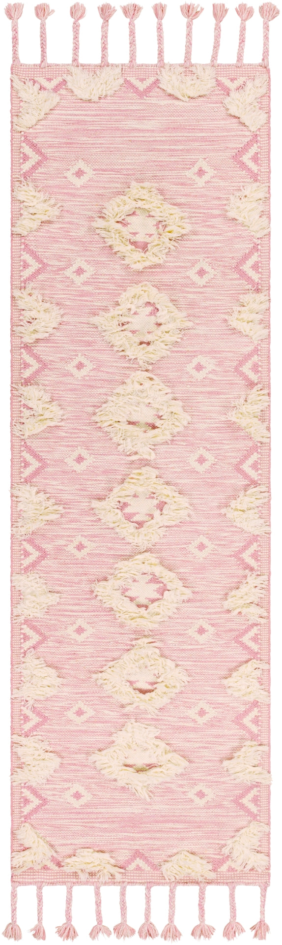 Apache APA-2308 Global Wool Rug APA2308-268 Pale Pink, Cream 100% Wool 2'6" x 8'