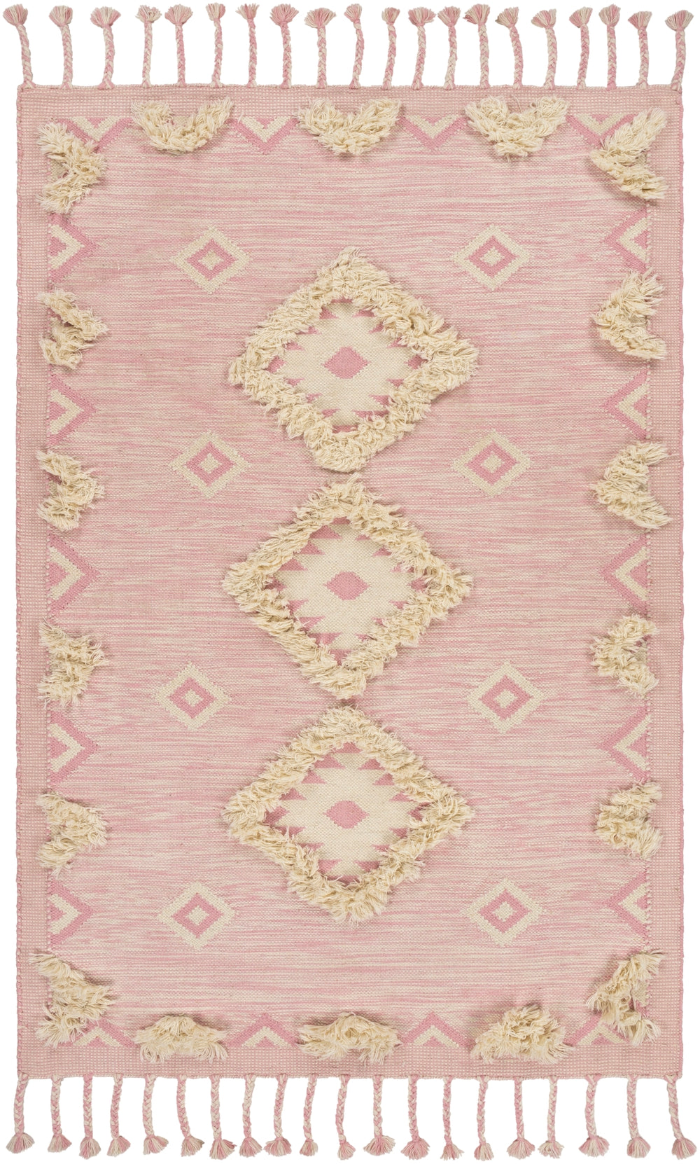 Apache APA-2308 Global Wool Rug APA2308-912 Pale Pink, Cream 100% Wool 9' x 12'
