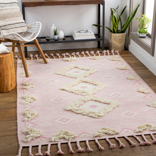 Apache APA-2308 Global Wool Rug APA2308-912 Pale Pink, Cream 100% Wool 9' x 12'